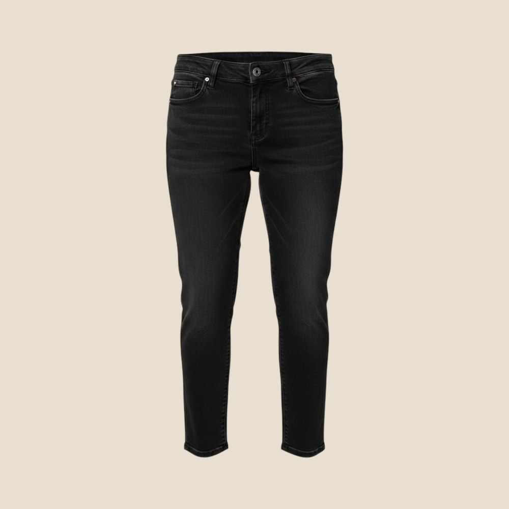 Ooh La La Straight Leg Hustle Jeans Womens 6 Black Raw Hem Stretch Denim SS082B